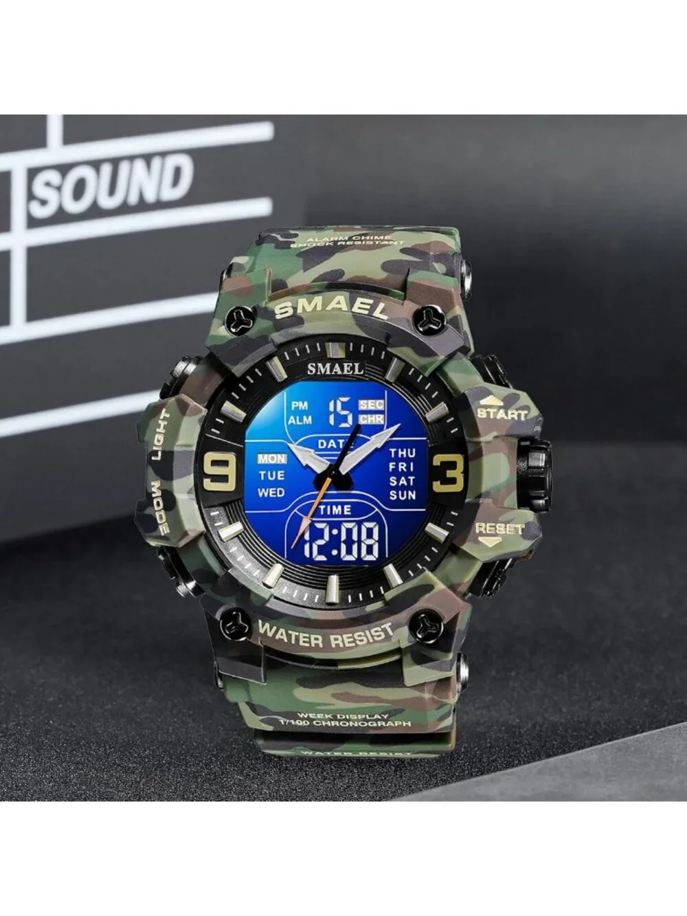 Men's Tactical Analog Digital Sport Watch - 50M Waterproof Outdoor LED Timepiece